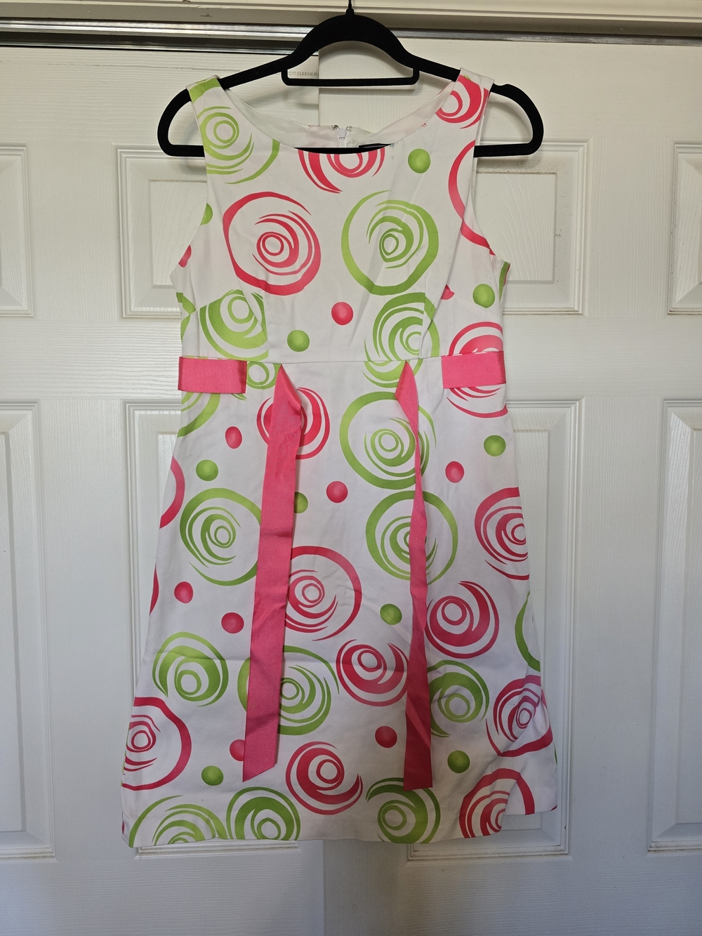 Jessica Howard White Dress with Pink & Lime Swirl Print